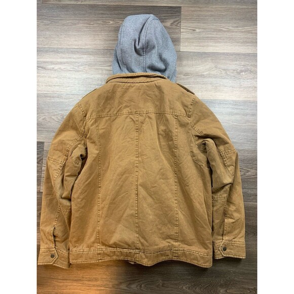 Levis Jacket Mens M Brown Sherpa Lined Canvas Chore Coat Barn Field Hooded - Picture 6 of 8